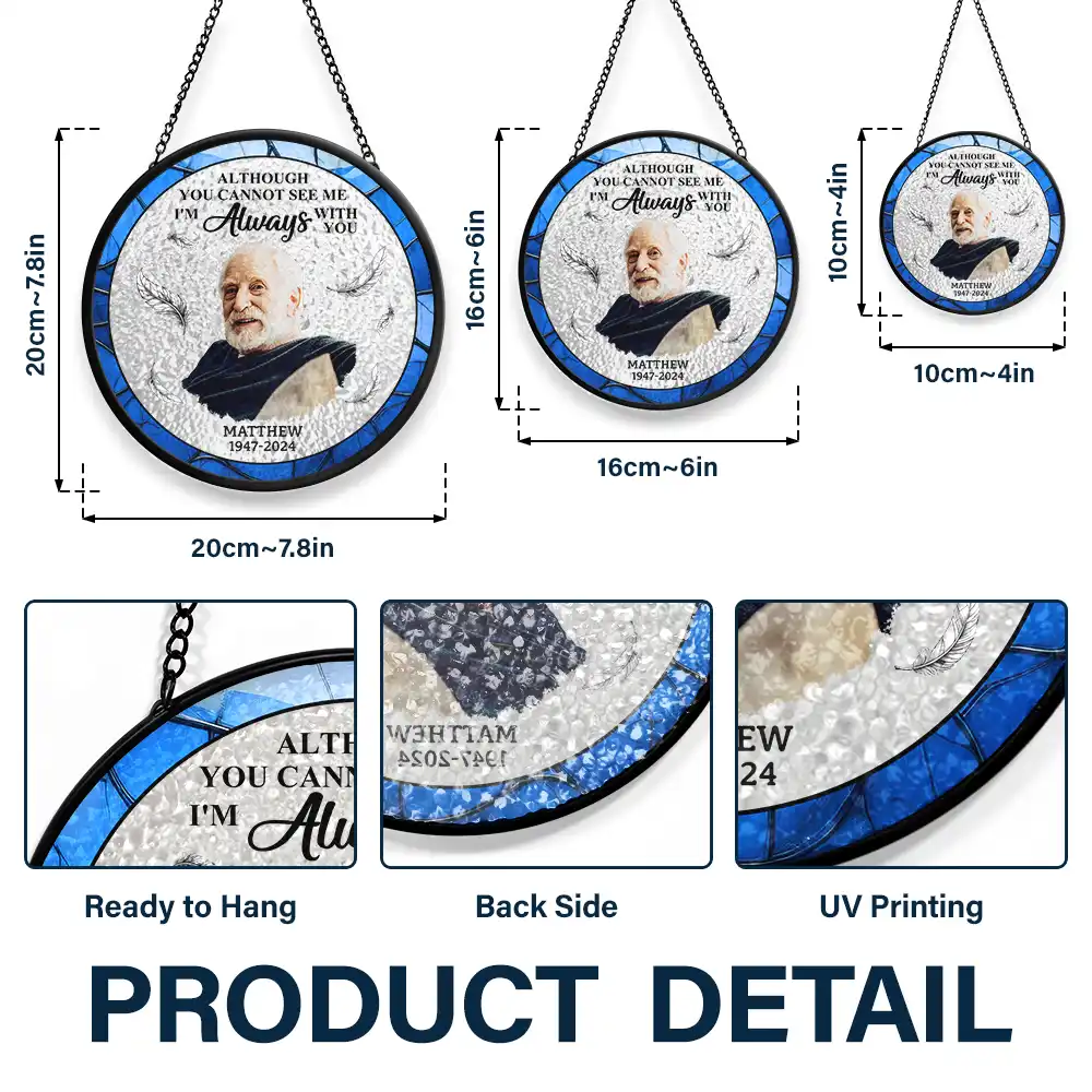 Custom Photo Memorial Always In Our Hearts - Personalized Stained Glass Window Hanging Suncatcher - Image 4