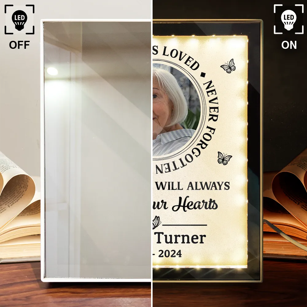 Custom Photo Memorial Always In Our Thoughts - Personalized LED Mirror Frame Lamp - Image 4