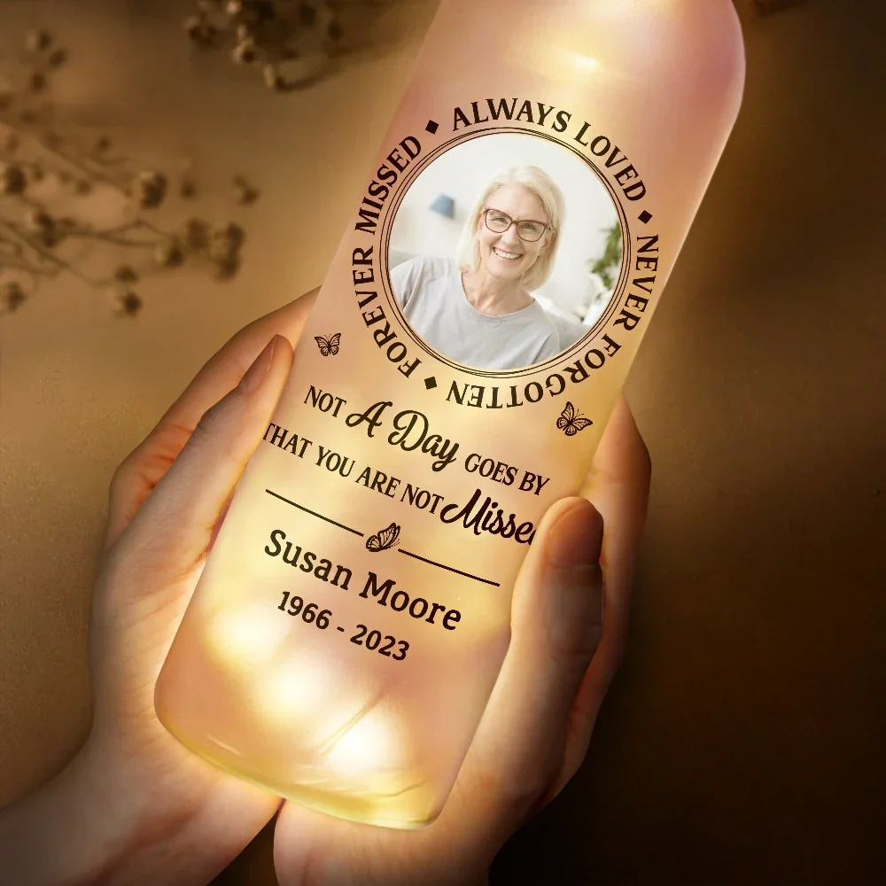 Custom Photo Memorial Always Loved Never Forgotten - Personalized Bottle Light - Image 4
