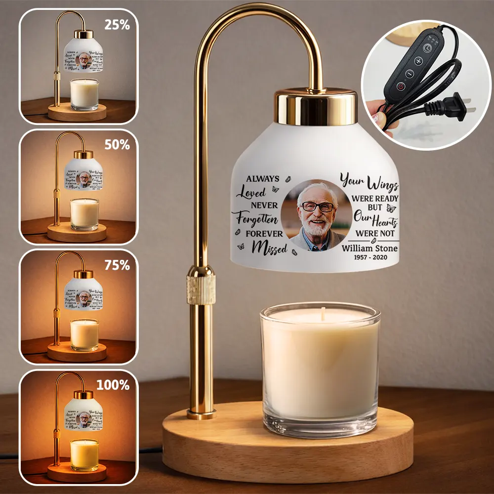 Custom Photo Memorial Always Loved Never Forgotten - Personalized Candle Warmer Lamp - Image 3