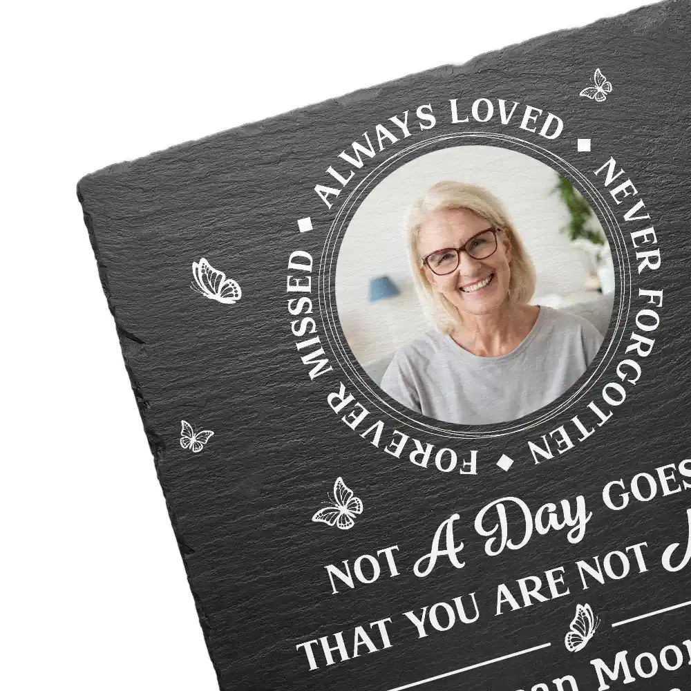 Custom Photo Memorial Always Loved Never Forgotten - Personalized Rectangle Memorial Garden Stone - Image 2