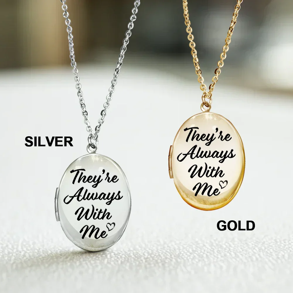 Custom Photo Memorial Always With Me Forever In My Heart - Personalized Locket Necklace - Image 4