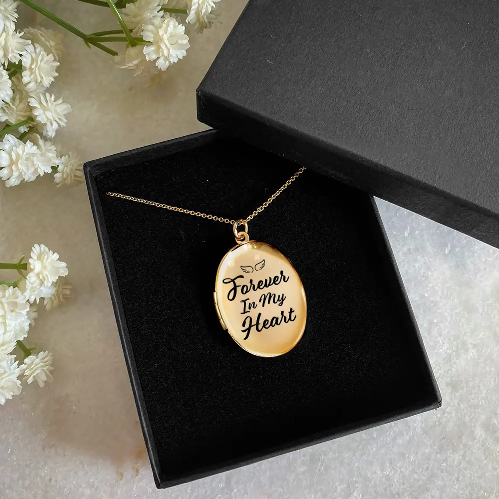 Custom Photo Memorial Always With Me Forever In My Heart - Personalized Locket Necklace - Image 6