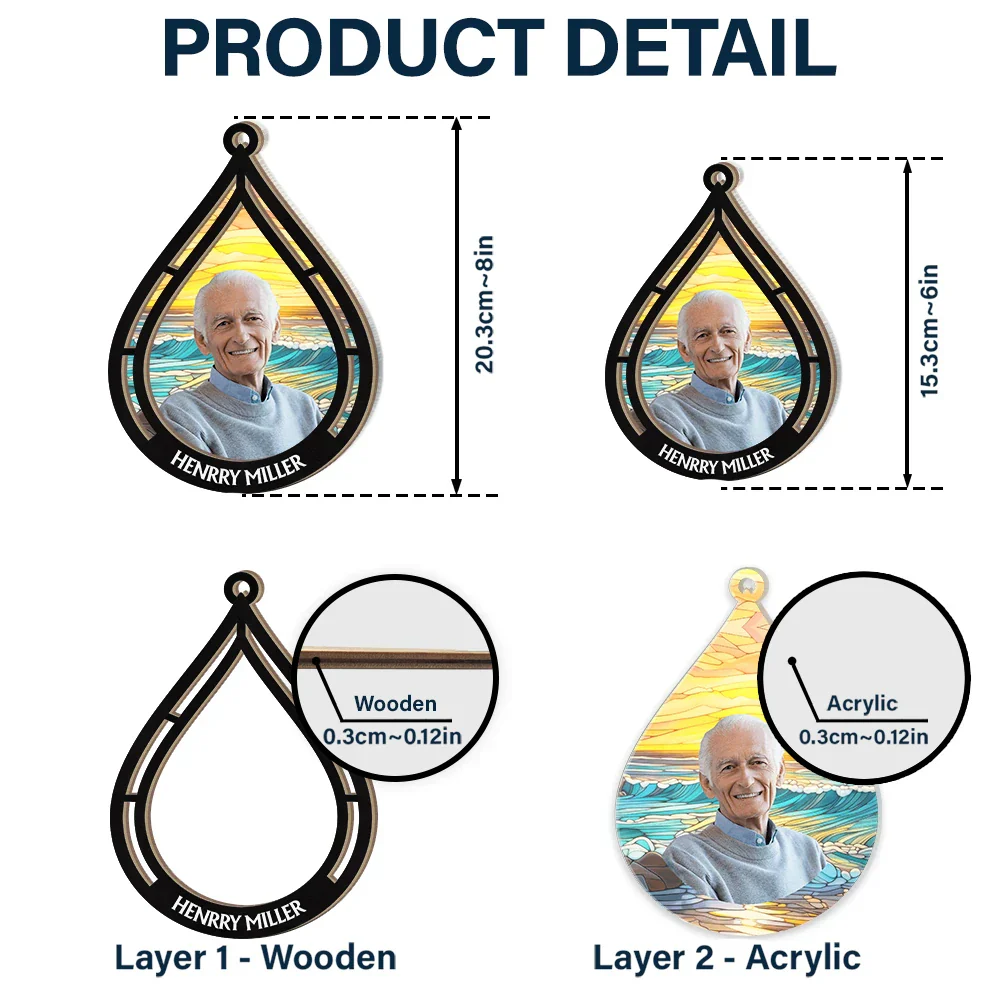Custom Photo Memorial Always With You - Personalized Window Hanging Suncatcher Ornament - Image 5