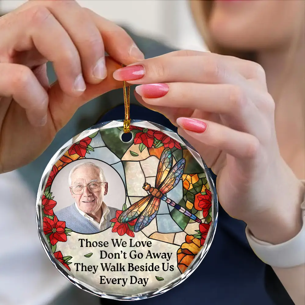 Custom Photo Memorial Bird Family I'm Always With You - Personalized Circle Glass Ornament - Image 4