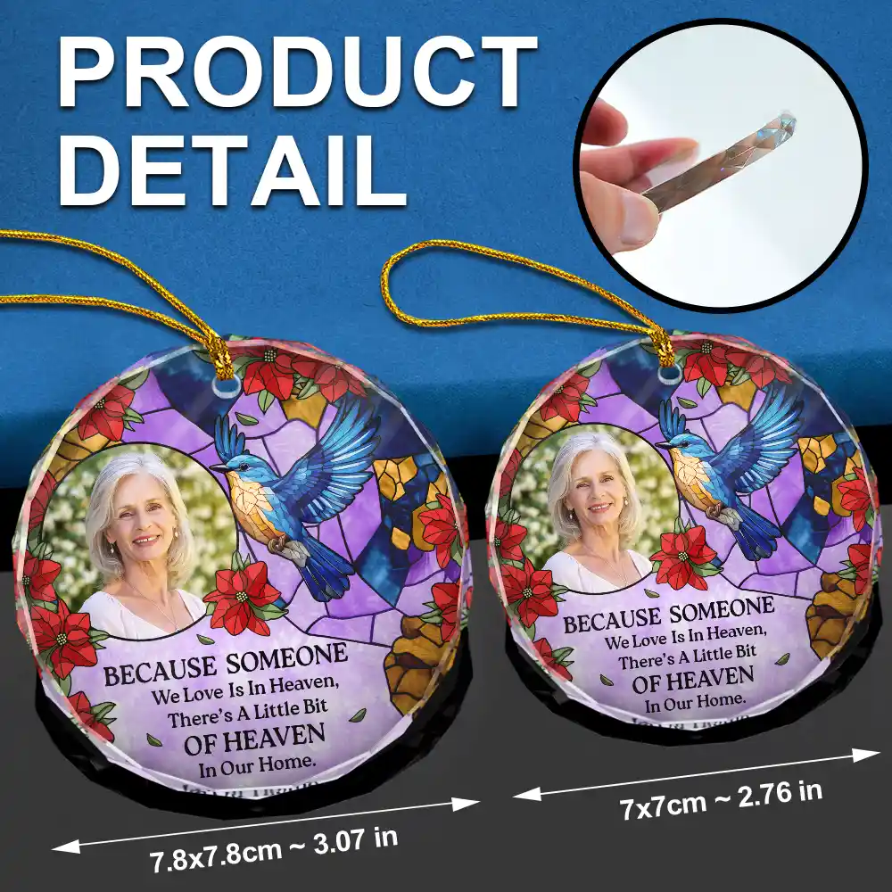 Custom Photo Memorial Bird Family I'm Always With You - Personalized Circle Glass Ornament - Image 6