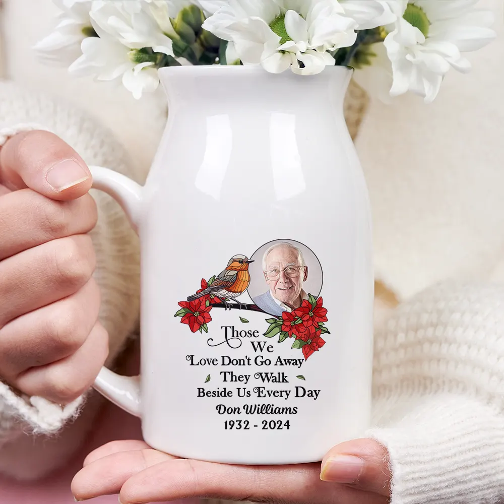 Custom Photo Memorial Bird I'm Always With You - Personalized Ceramic Flower Vase - Image 3