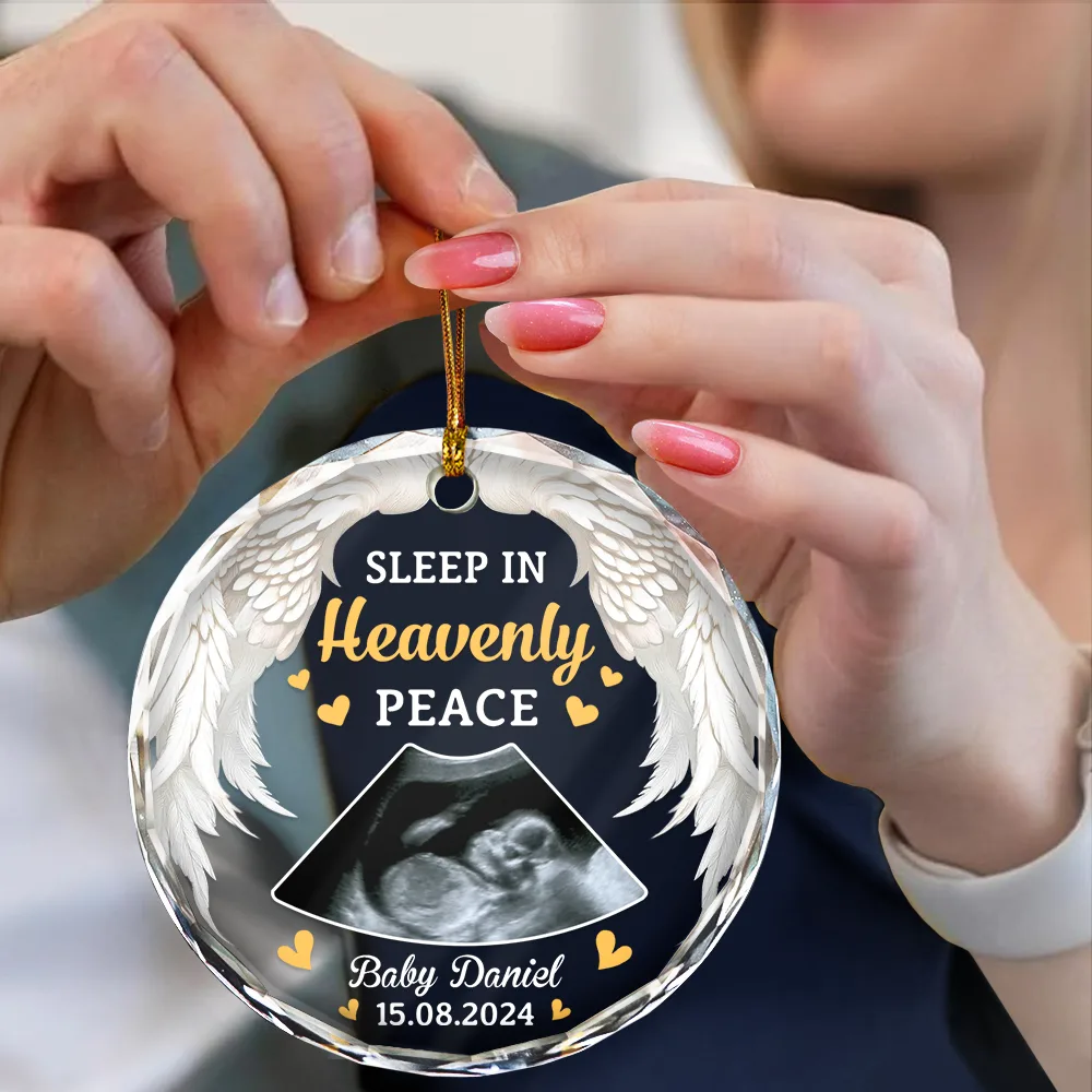 Custom Photo Memorial Carried For A Moment Loved For A Lifetime - Personalized Circle Glass Ornament - Image 4