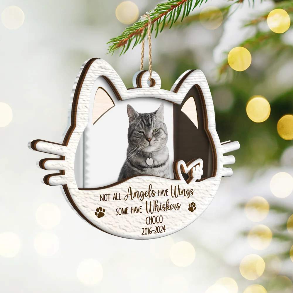 Custom Photo Memorial Cat Not All Angels Have Wings Some Have Whiskers - Personalized 2-Layered Mix Ornament - Image 2