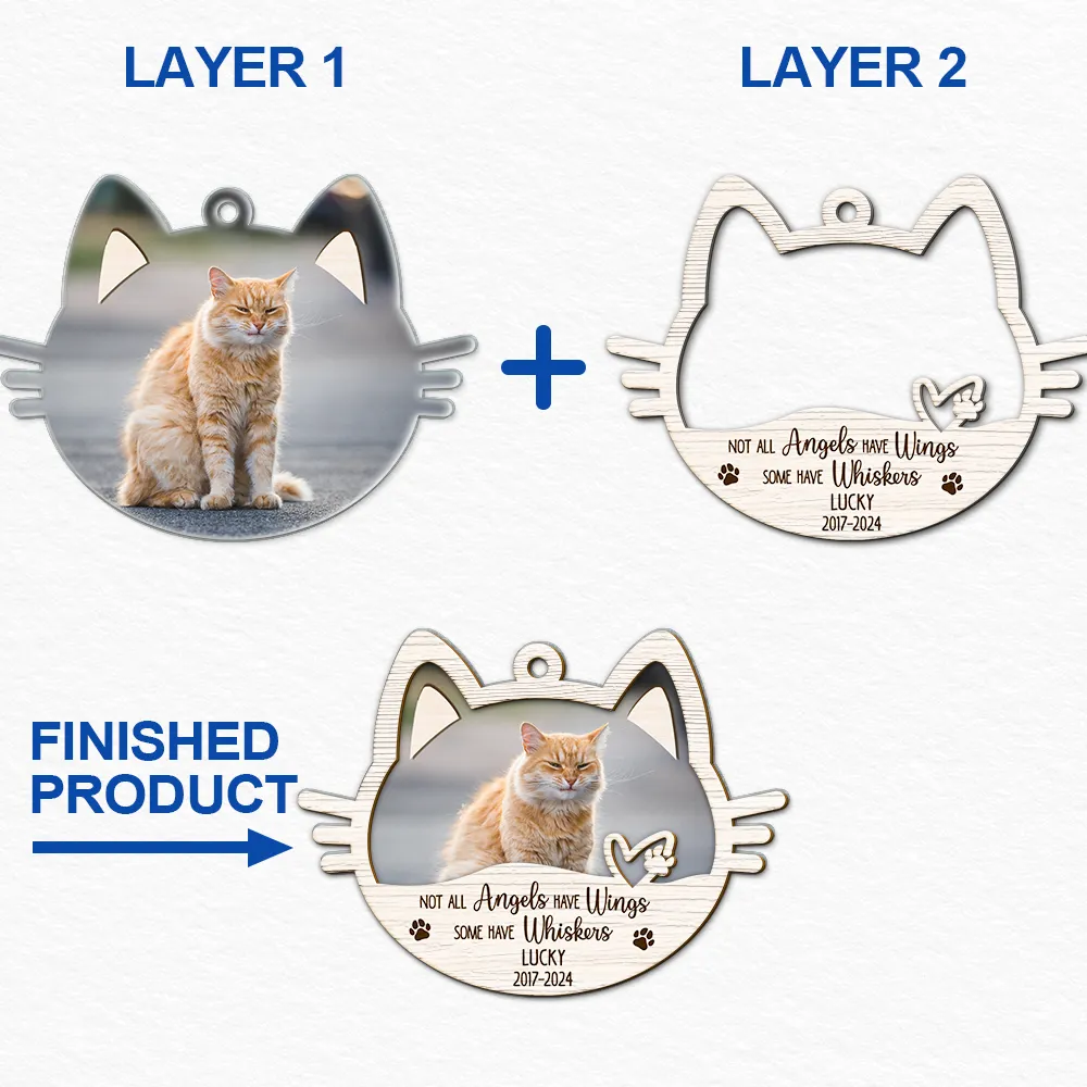 Custom Photo Memorial Cat Not All Angels Have Wings Some Have Whiskers - Personalized 2-Layered Mix Ornament - Image 6