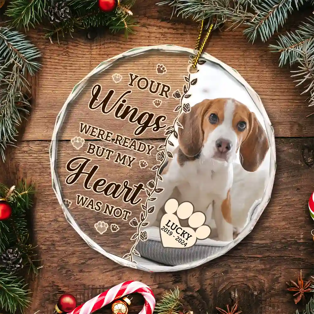 Custom Photo Memorial Christmas Forever In My Heart - Personalized Circle Glass Ornament - Image 5
