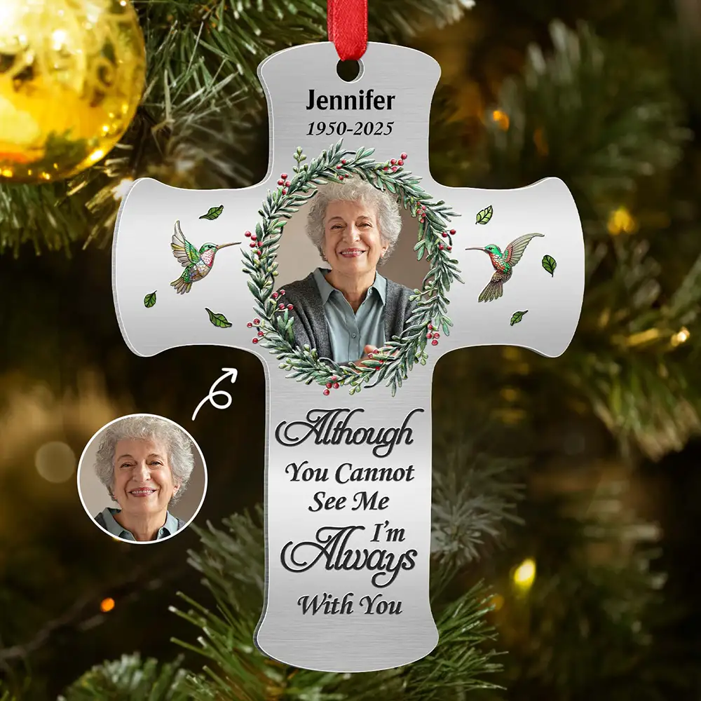 Custom Photo Memorial Christmas I'm Always With You - Personalized Metal Ornament - Image 2