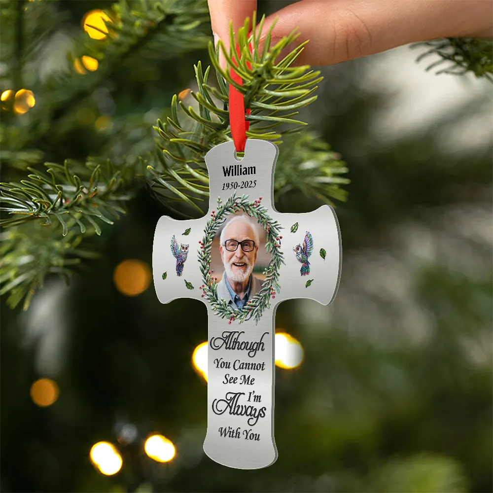 Custom Photo Memorial Christmas I'm Always With You - Personalized Metal Ornament - Image 3