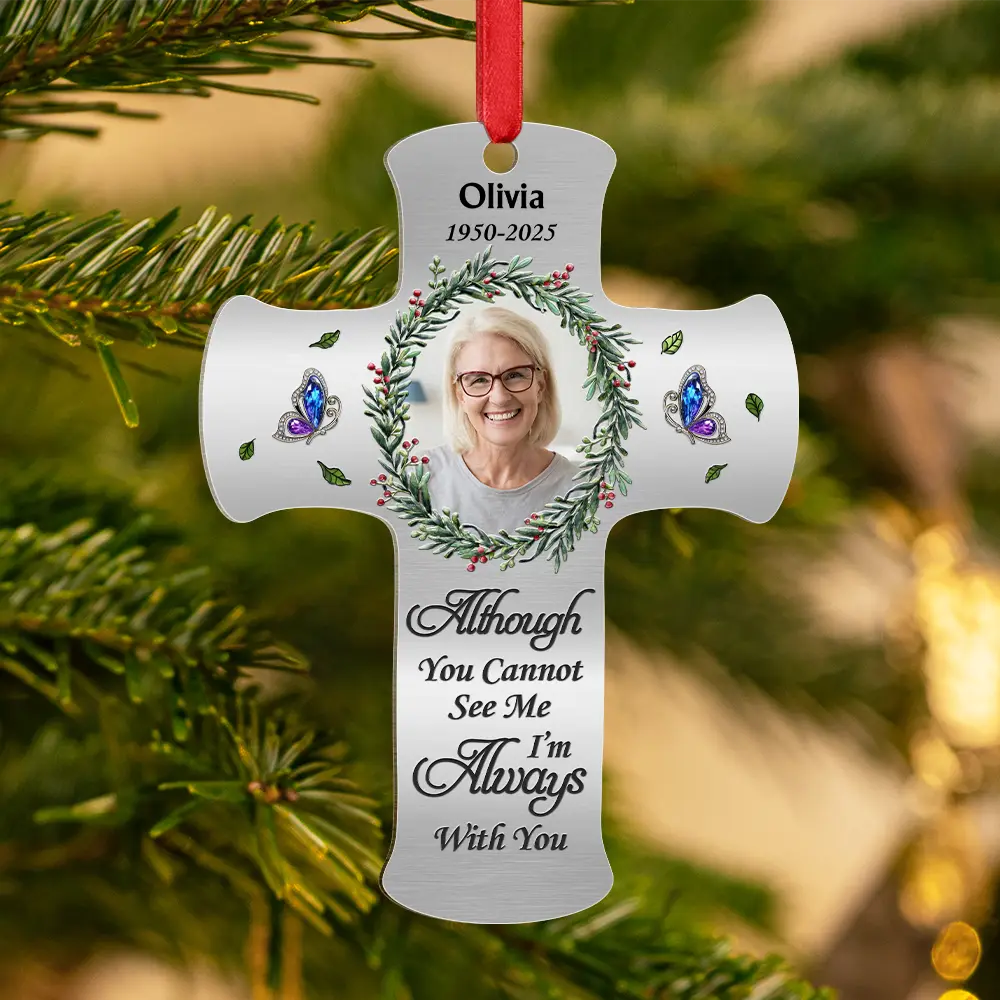 Custom Photo Memorial Christmas I'm Always With You - Personalized Metal Ornament - Image 4