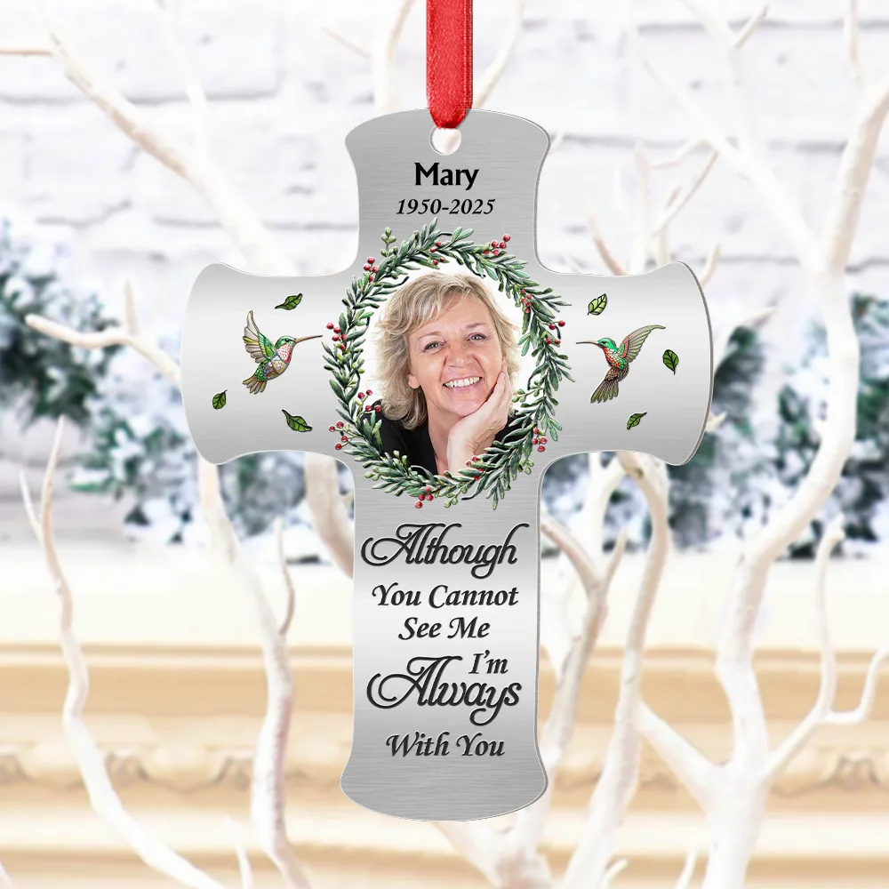 Custom Photo Memorial Christmas I'm Always With You - Personalized Metal Ornament - Image 5