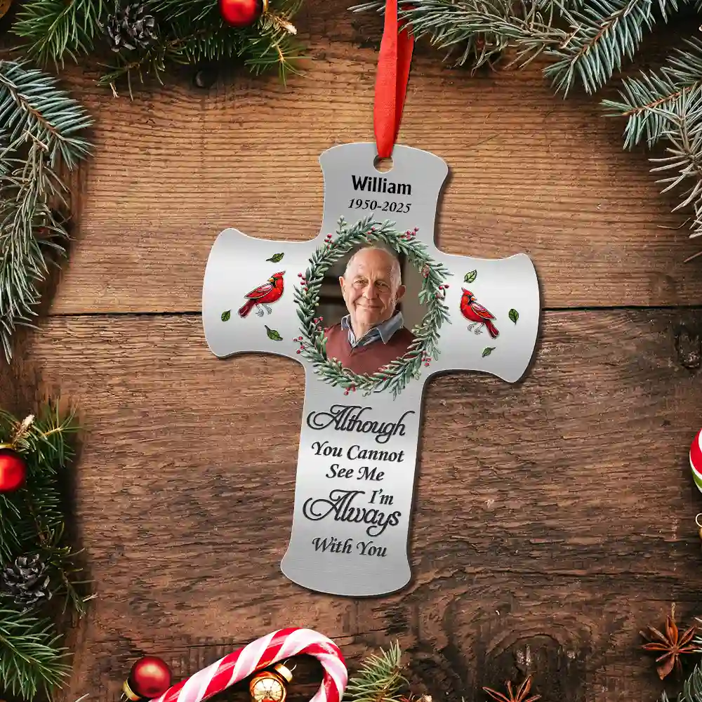 Custom Photo Memorial Christmas I'm Always With You - Personalized Metal Ornament - Image 6