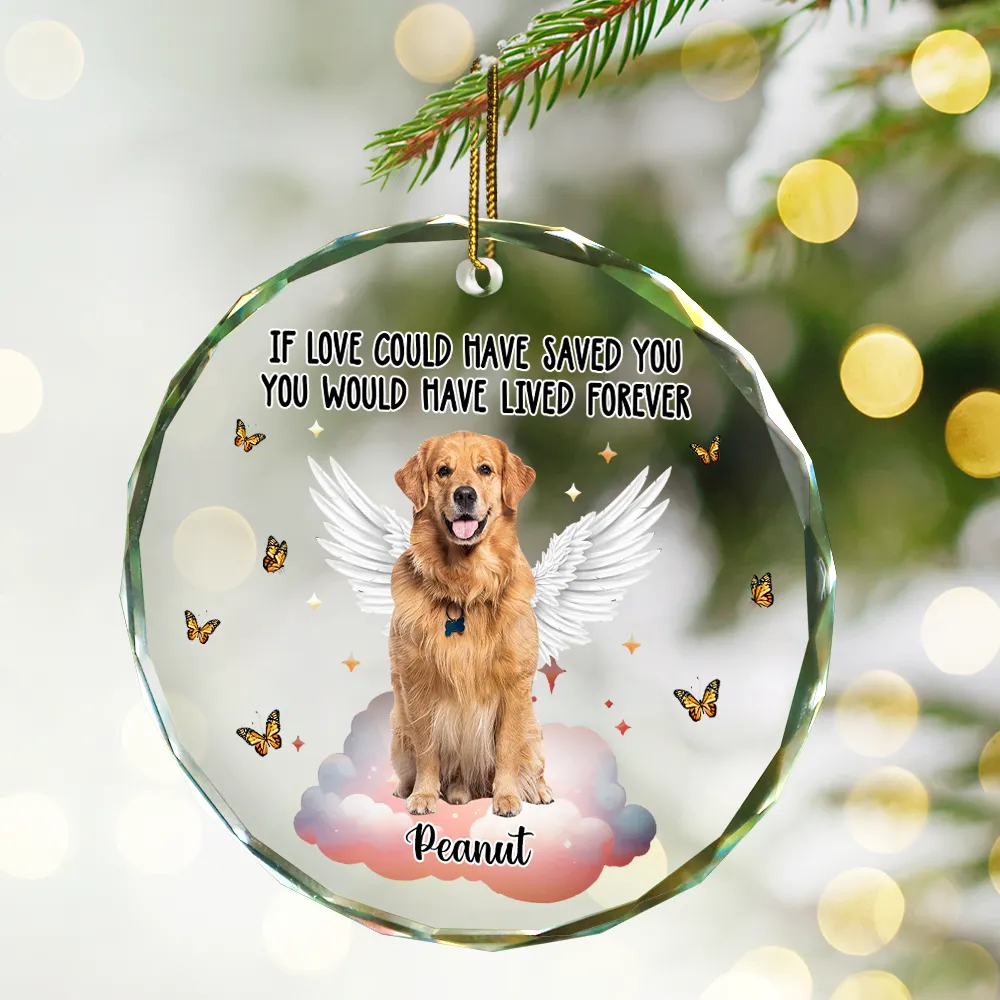 Custom Photo Memorial Christmas You Left Paw Prints On My Heart - Personalized Circle Glass Ornament - Image 3