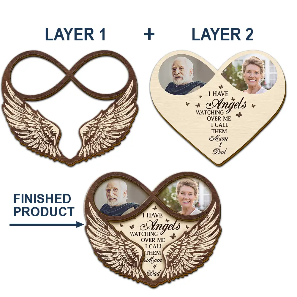 Custom Photo Memorial Dad Mom I Have An Angel Watching Over Me - Personalized Custom Shaped Car Visor Clip - Image 5