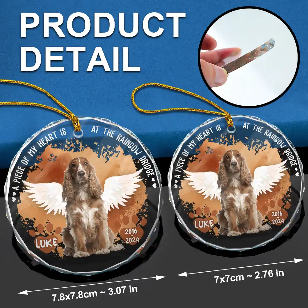 Custom Photo Memorial Dog Cat Favorite Hello & Hardest Goodbye - Personalized Circle Glass Ornament - Image 7