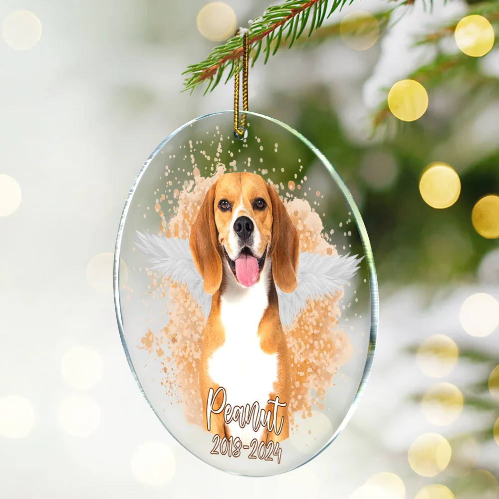 Custom Photo Memorial Dog Cat - Pet Memorial Gift, Christmas Gift - Personalized Circle Acrylic Ornament - Image 2