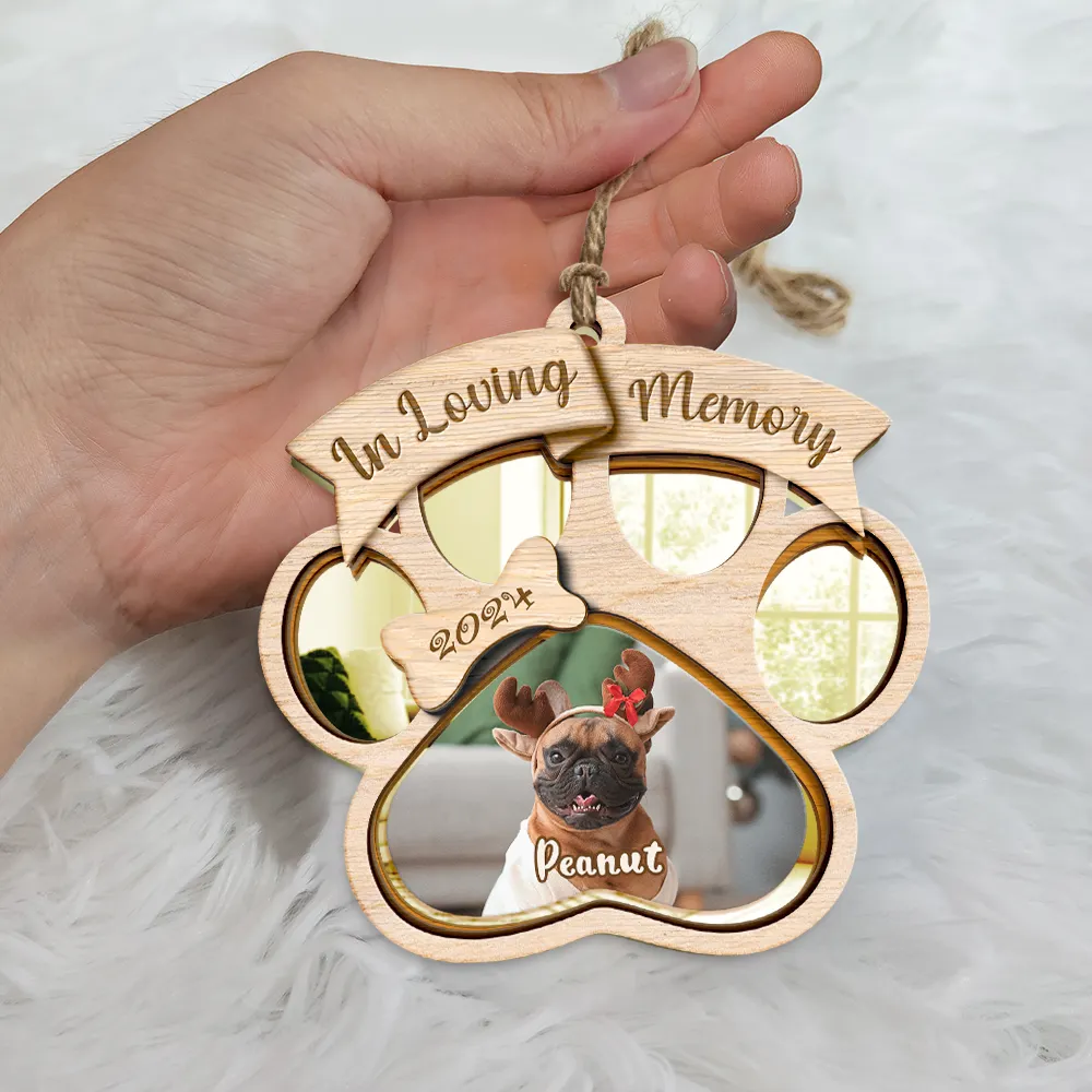 Custom Photo Memorial Dog Cat Pet You Left Paw Prints On My Heart - Personalized Mirror Ornament - Image 5
