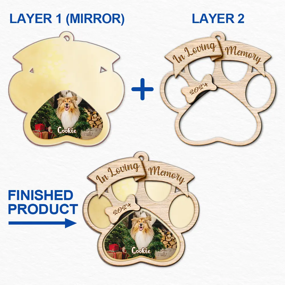 Custom Photo Memorial Dog Cat Pet You Left Paw Prints On My Heart - Personalized Mirror Ornament - Image 6