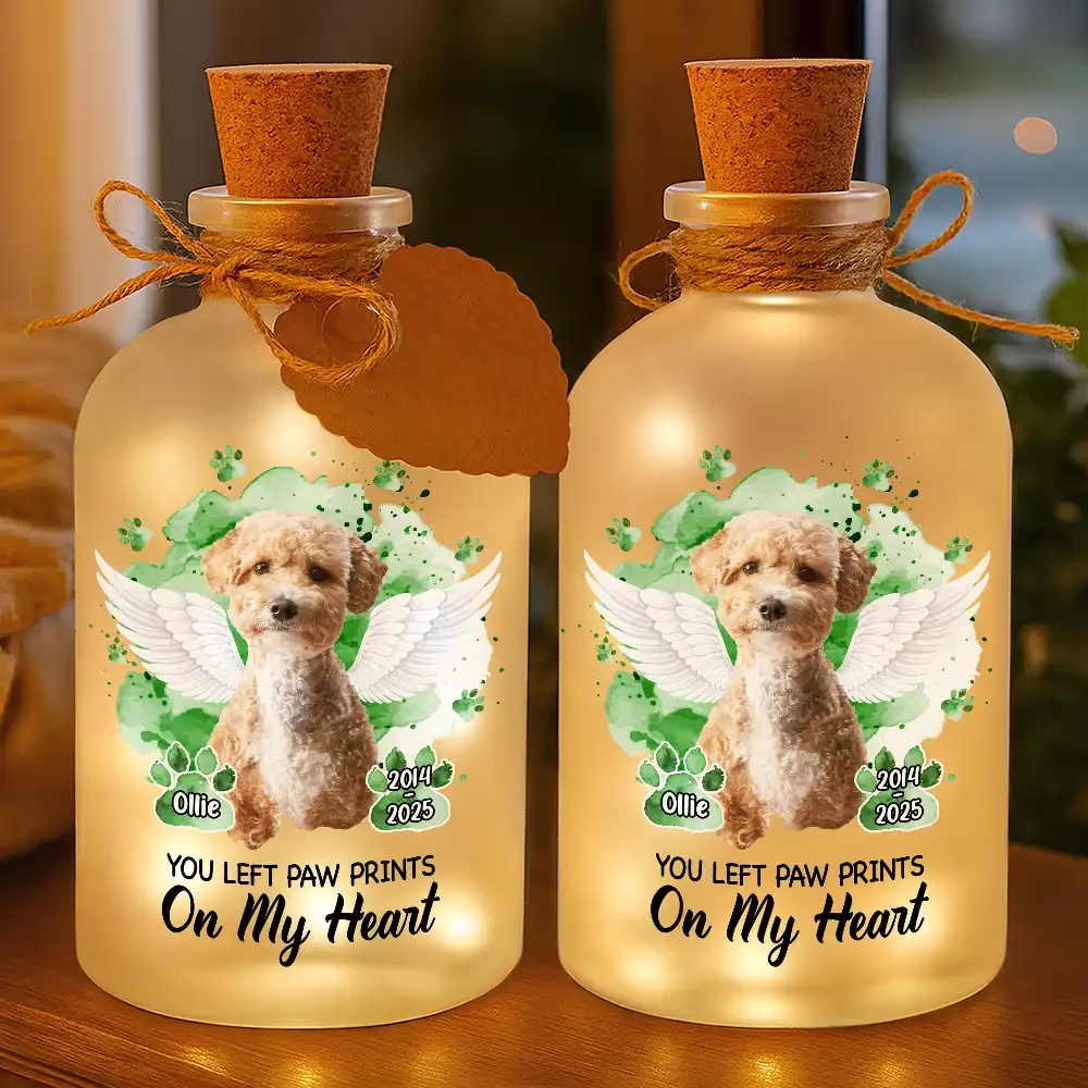 Custom Photo Memorial Dog Cat Your Wings Were Ready - Personalized Short Bottle Light - Image 4