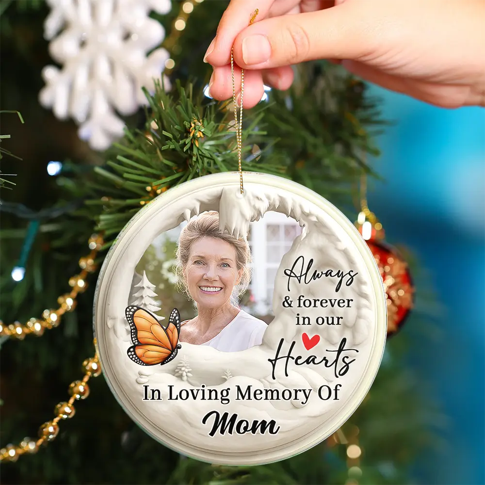 Custom Photo Memorial Family Loss Cardinal Bird - Personalized Circle Acrylic Ornament - Image 4