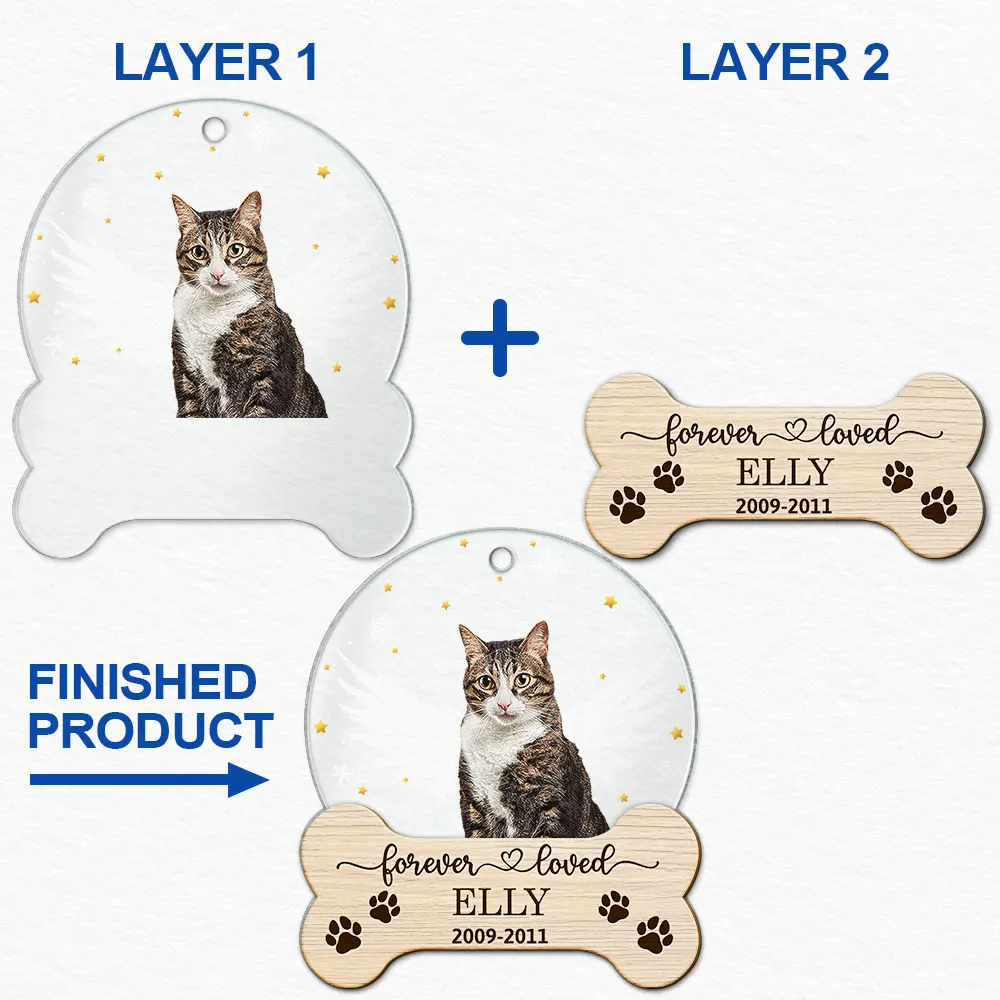 Custom Photo Memorial Forever Loved - Personalized 2-Layered Mix Ornament - Image 7