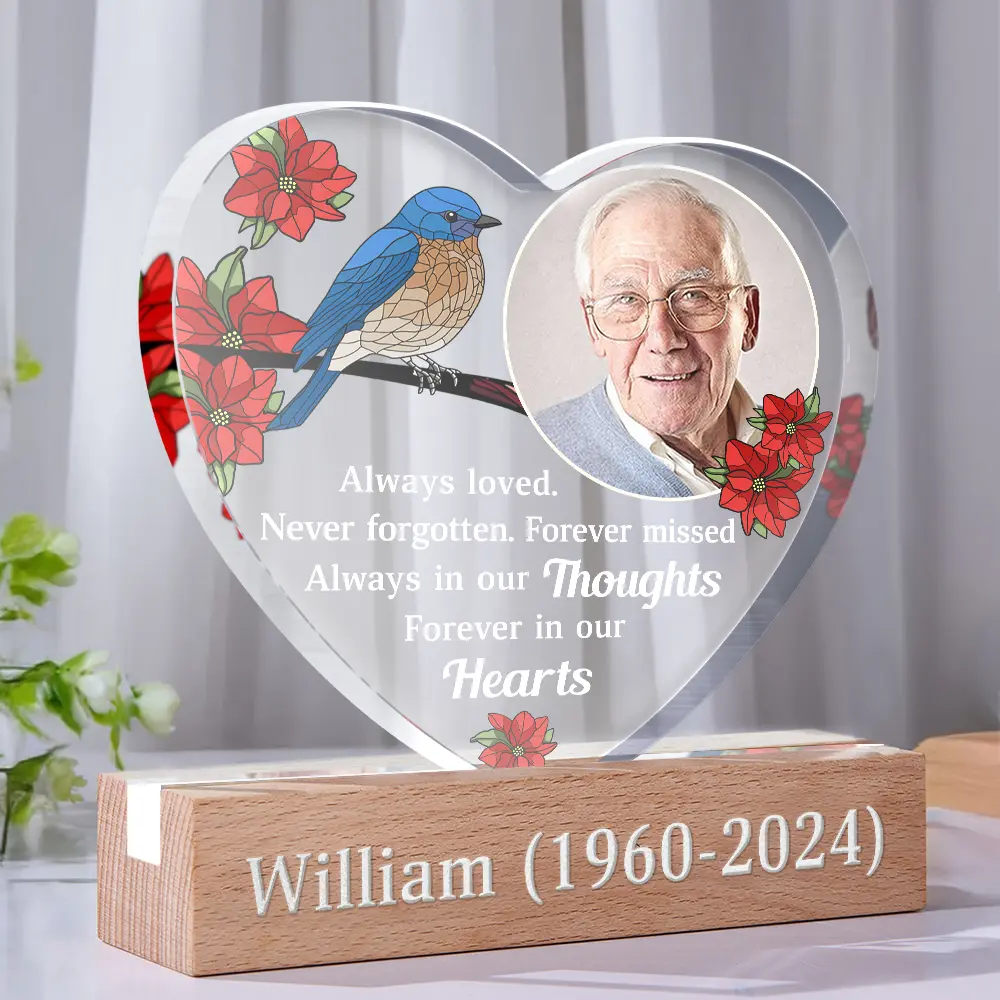 Custom Photo Memorial Forever Missed Always Shine In Our Hearts - Personalized Custom Shaped LED Light - Image 2