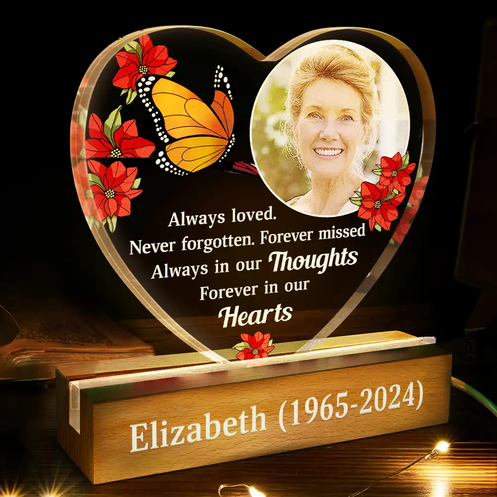 Custom Photo Memorial Forever Missed Always Shine In Our Hearts - Personalized Custom Shaped LED Light - Image 3