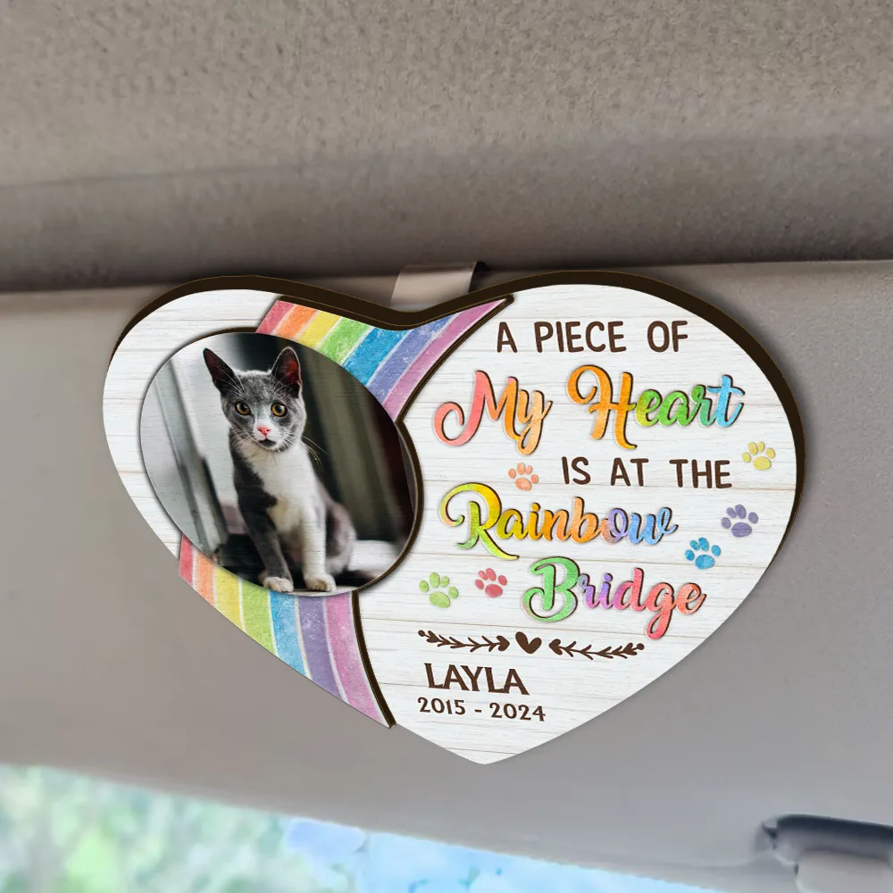Custom Photo Memorial I Crossed The Rainbow Bridge - Personalized Custom Shaped Car Visor Clip - Image 2