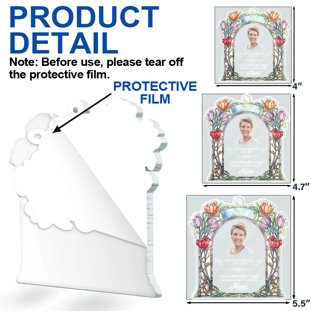 Custom Photo Memorial I Have A Guardian Angel In Heaven Mom Dad - Personalized Custom Shaped Acrylic Ornament - Image 7