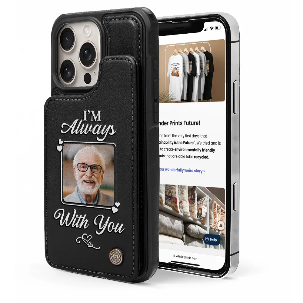Custom Photo Memorial I Will Carry You With Me - Personalized Leather Flip Wallet Phone Case - Image 5