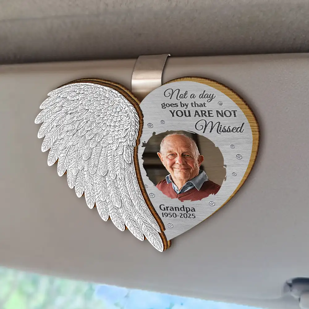 Custom Photo Memorial I'm Always With You Angel Wings - Personalized Custom Shaped Car Visor Clip - Image 2