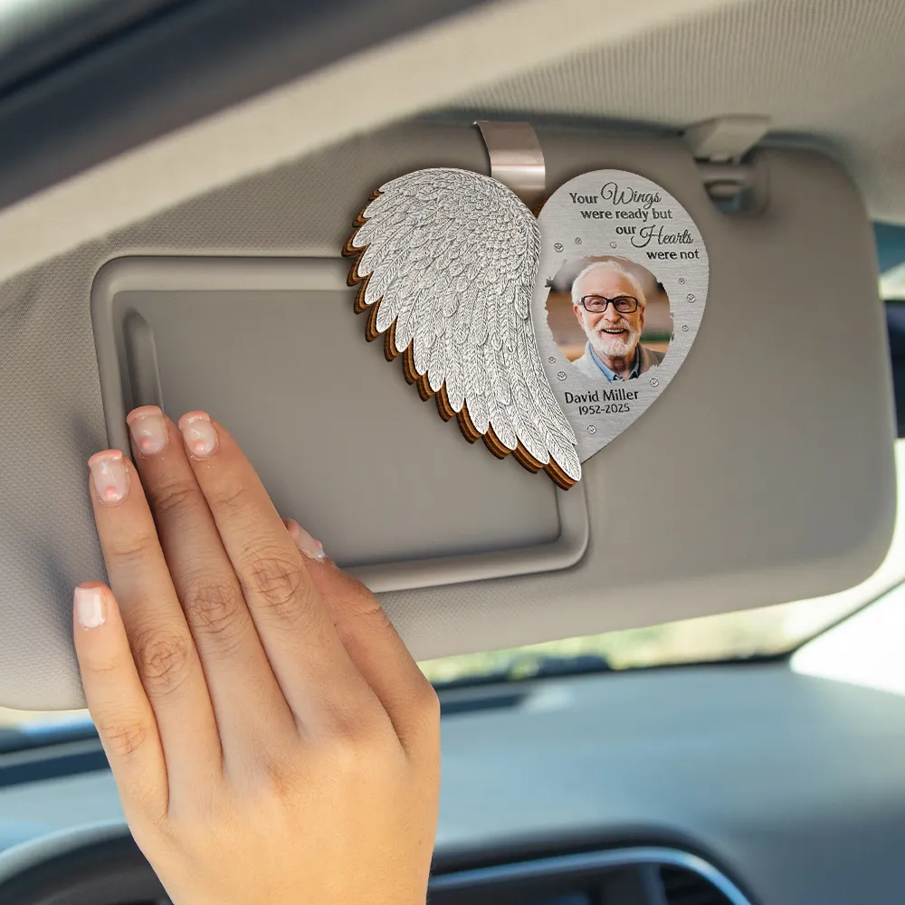 Custom Photo Memorial I'm Always With You Angel Wings - Personalized Custom Shaped Car Visor Clip - Image 4