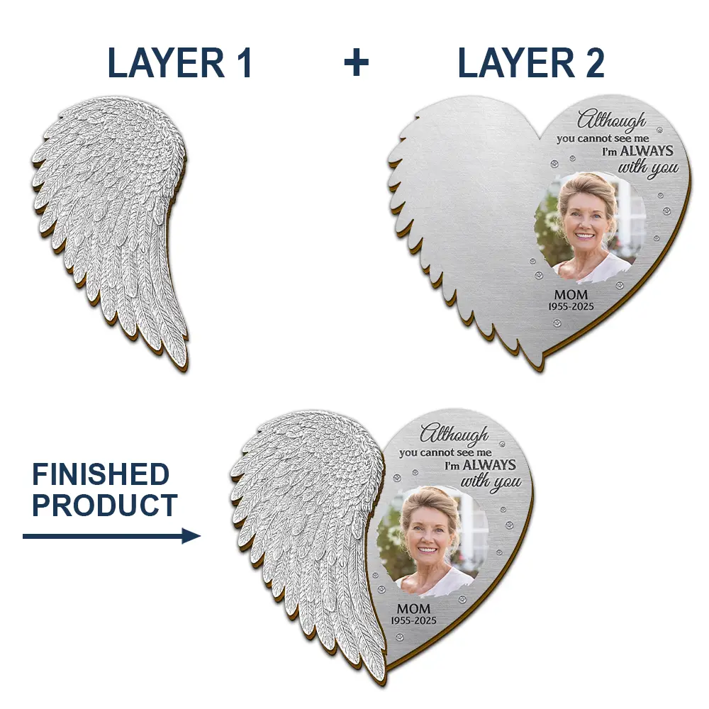 Custom Photo Memorial I'm Always With You Angel Wings - Personalized Custom Shaped Car Visor Clip - Image 5