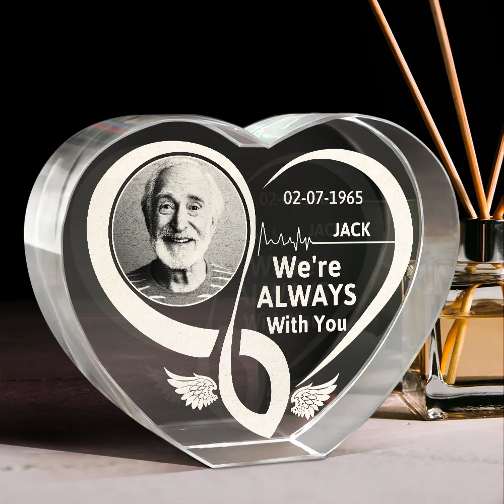 Custom Photo Memorial I'm Always With You Forever In Heart - Personalized Crystal Heart - Image 2