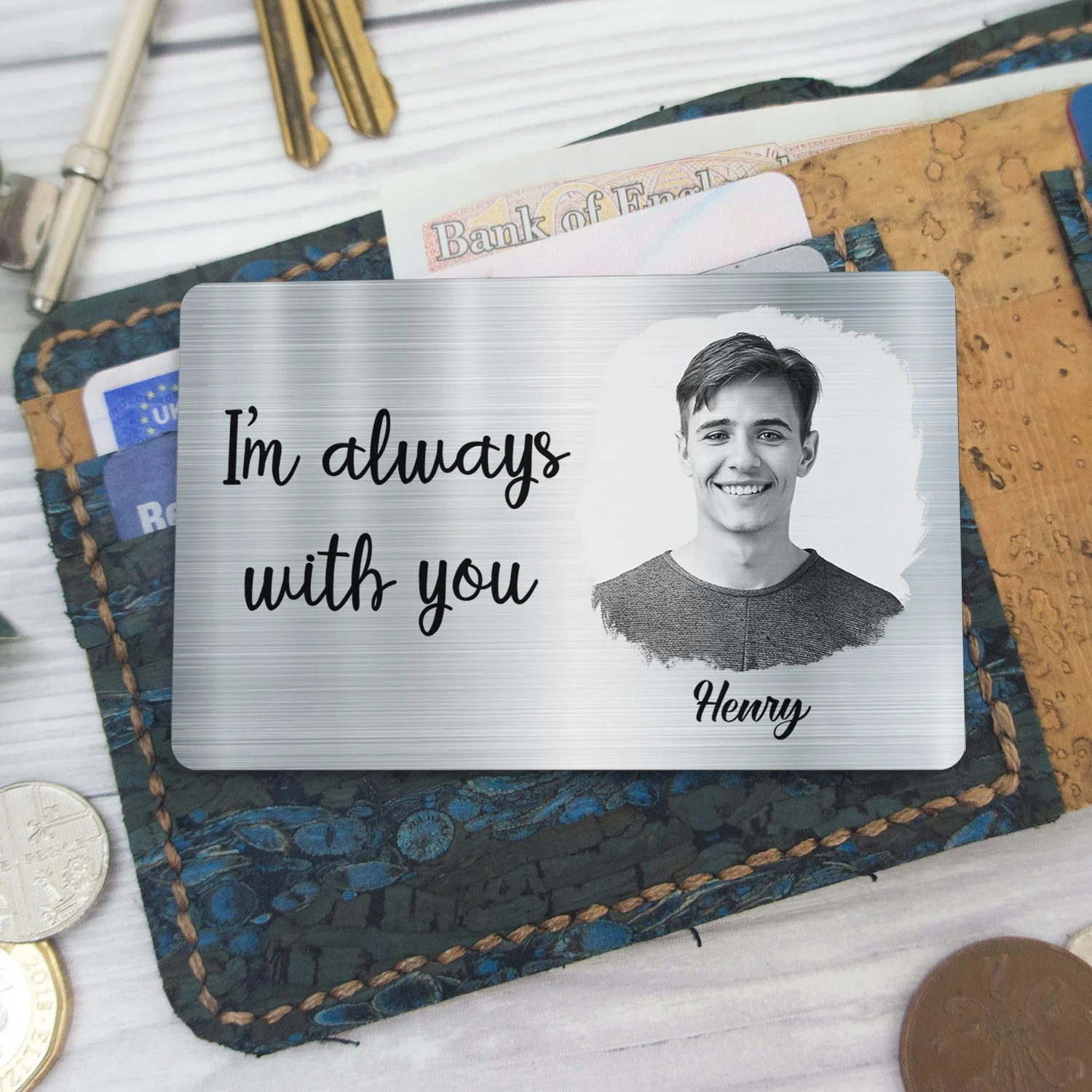 Custom Photo Memorial I'm Always With You - Personalized Aluminum Wallet Card - Image 6