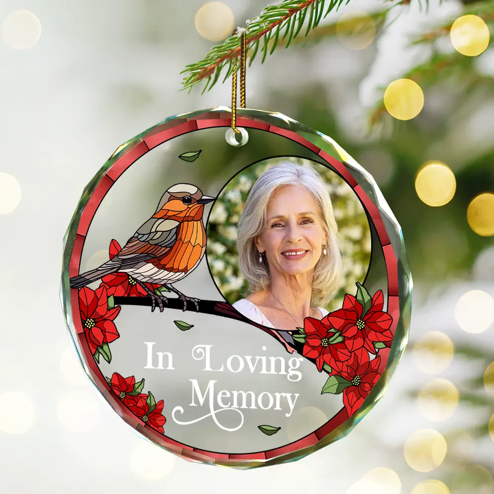 Custom Photo Memorial I'm Always With You - Personalized Circle Glass Ornament - Image 2