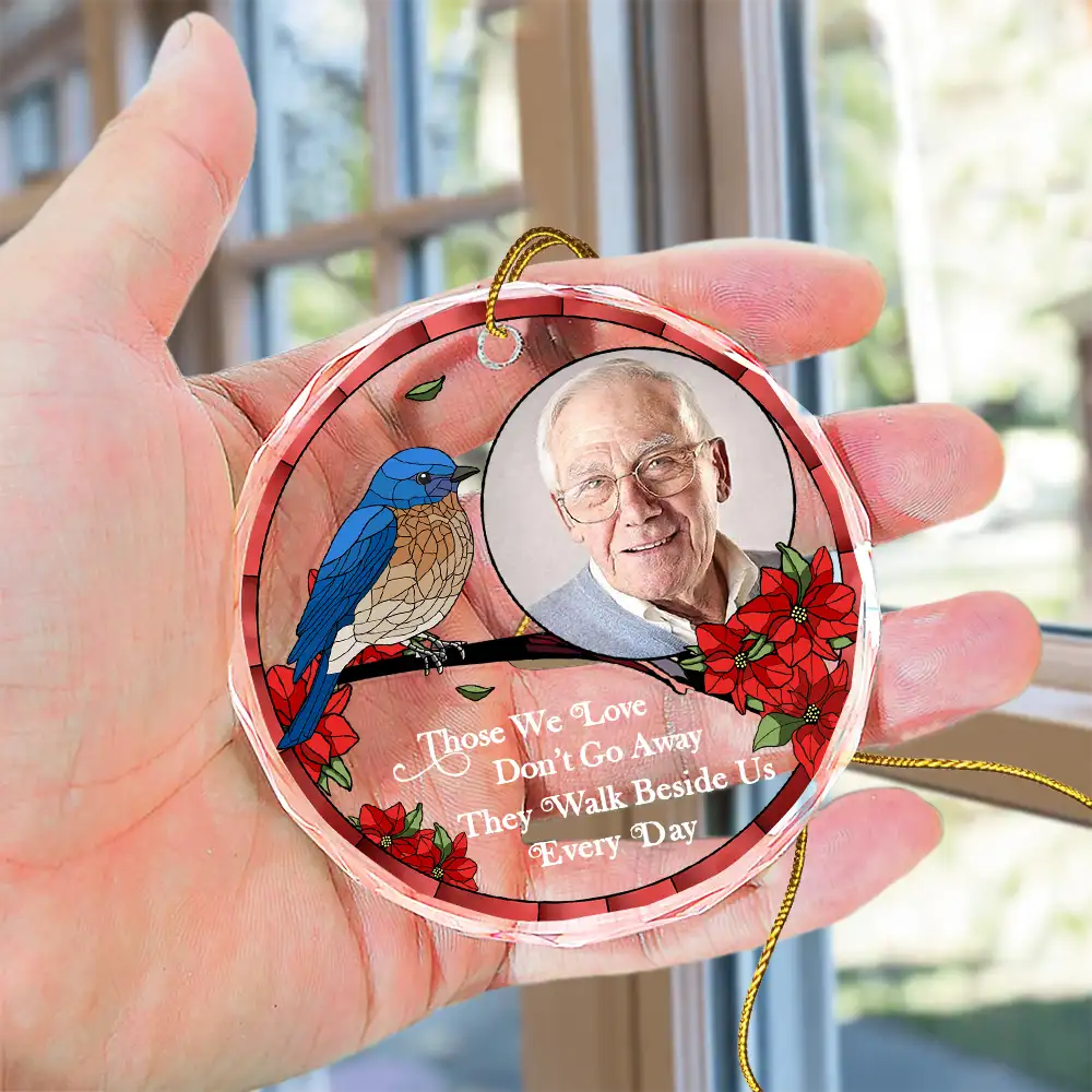 Custom Photo Memorial I'm Always With You - Personalized Circle Glass Ornament - Image 4