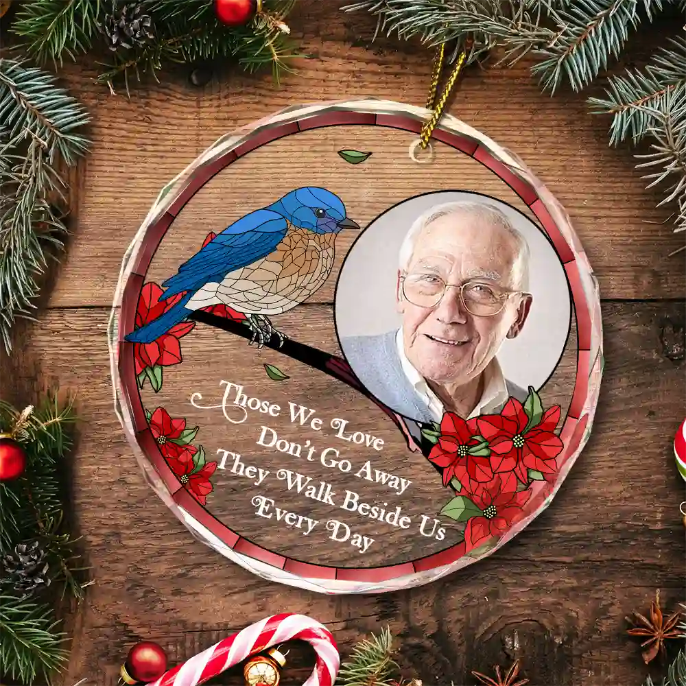 Custom Photo Memorial I'm Always With You - Personalized Circle Glass Ornament - Image 5