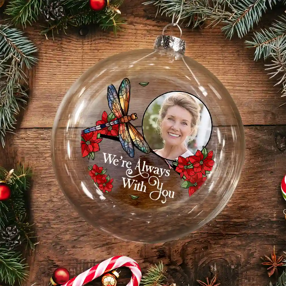 Custom Photo Memorial I'm Always With You - Personalized Clear Flat Ball Ornament - Image 3