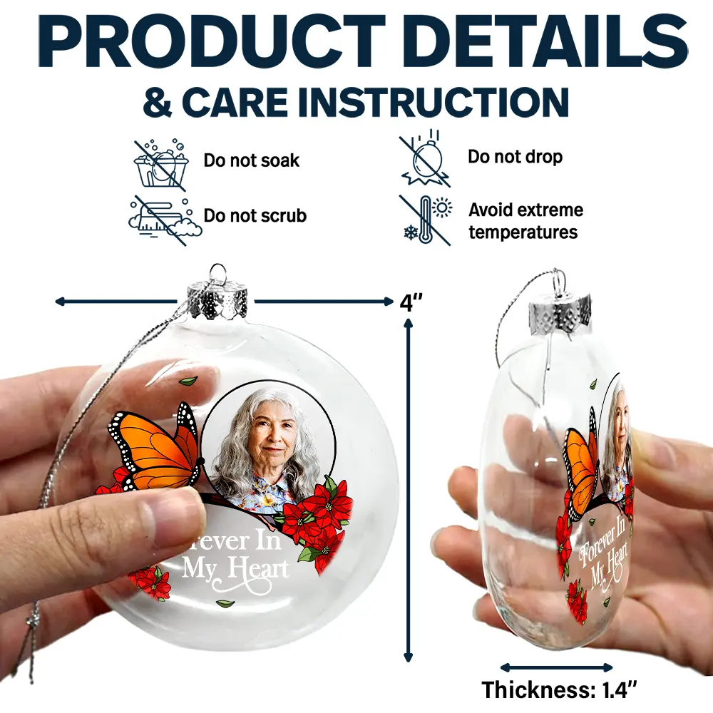 Custom Photo Memorial I'm Always With You - Personalized Clear Flat Ball Ornament - Image 6