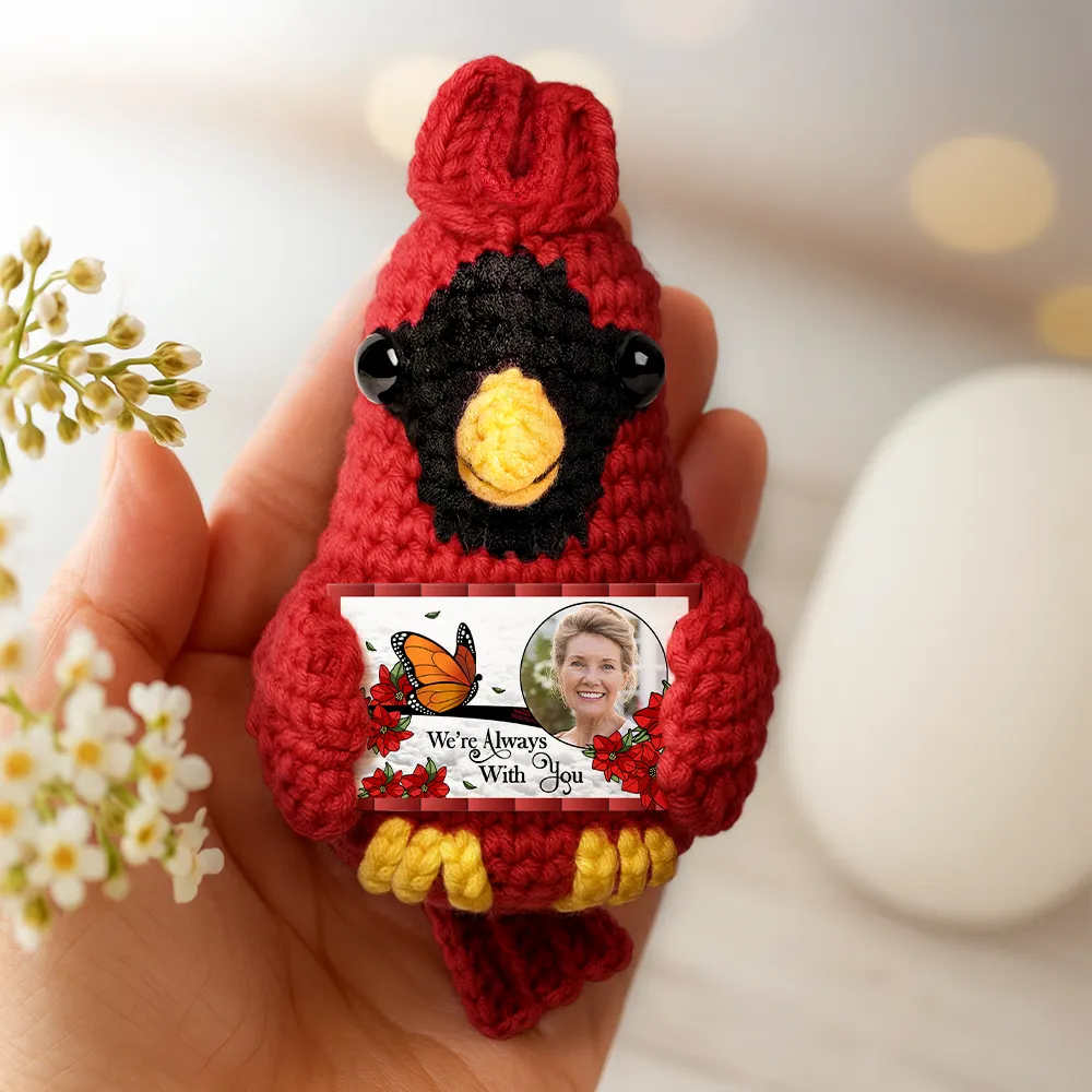 Custom Photo Memorial I'm Always With You - Personalized Crochet Cardinal Bird Hanging Decoration - Image 3