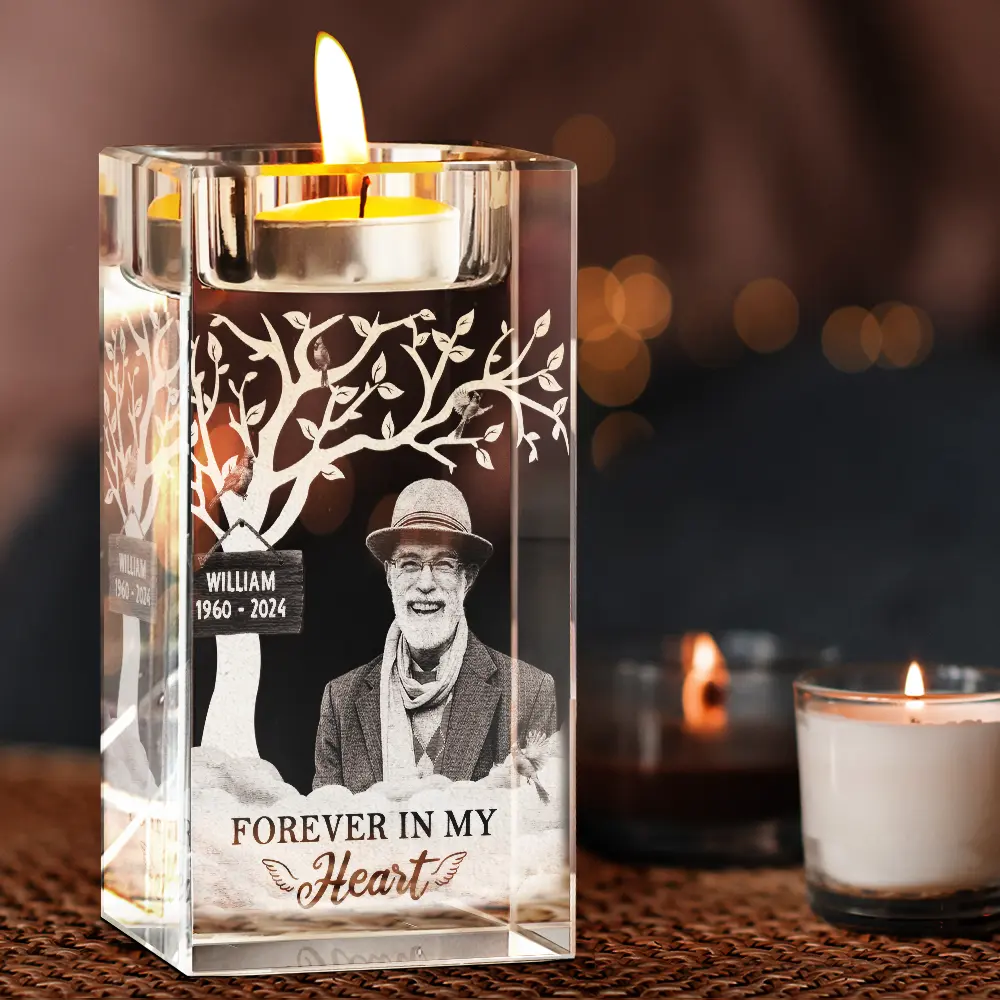 Custom Photo Memorial I'm Always With You - Personalized Crystal Candle Holder - Image 5