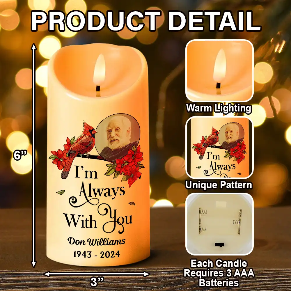 Custom Photo Memorial I'm Always With You - Personalized Flameless LED Candle - Image 5