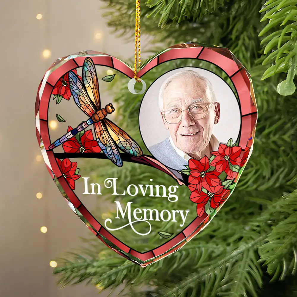 Custom Photo Memorial I'm Always With You - Personalized Heart Shaped Glass Ornament - Image 2