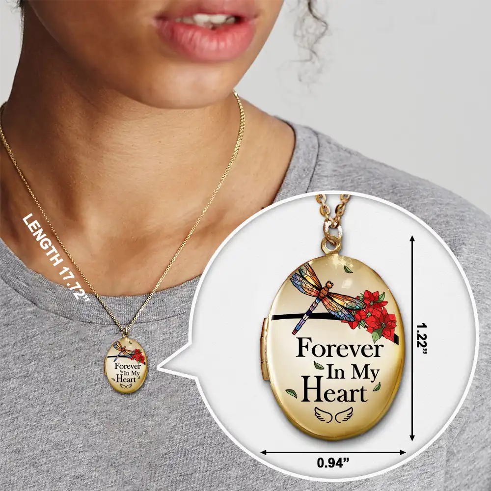 Custom Photo Memorial In Loving Memory Forever In My Heart - Personalized Locket Necklace - Image 6