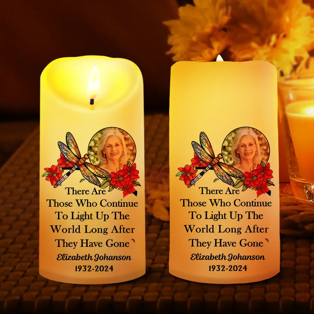Custom Photo Memorial Light Up The World - Personalized Flameless LED Candle - Image 2